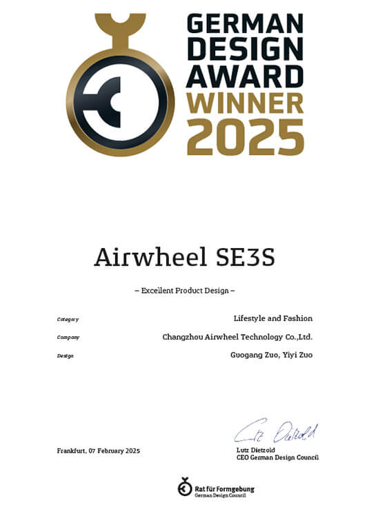 Airwheel SE3S German design award winner 2025